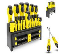 FISHTEC Set de Tournevis Utility 50 Pièces - Acier Carbone, Embouts de Précision, Magnétiseur et Support Mural pour Atelie