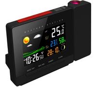 FISHTEC Station Météo Couleur avec Projection Murale et Plafond - Capteur Extérieur Sans Fil 60 m, Prévisions Illustrées