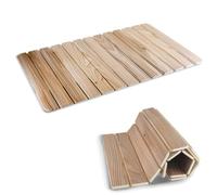 FISHTEC Tapis de Bain Diatomite XL Effet Bois - Tapis Sortie de Douche Ultra Absorbant à Séchage Instantané - Tapis de Sol Salle de Bain Antibactérien et Antidérapant Enroulable