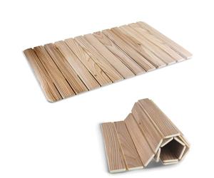 FISHTEC Tapis de Bain Diatomite XL Effet Bois - Tapis Sortie de Douche Ultra Absorbant à Séchage Instantané - Tapis de Sol Salle de Bain Antibactérien et Antidérapant Enroulable