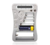 FISHTEC - Testeur de Piles Universel, Écran LCD 16 Barres, AAA, AA, C, D, 9V, Piles Bouton 1,5-3V, Compact 11,9x8,8x2,3 cm, Contrôle Rapide, Rechargeables ou Non, ABS