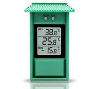 FISHTEC Thermometre Cabane Mini/Maxi - Lecture immediate - Memoire des temperatures minimales et maximaes - IPX2 - Vert - Farhenheit ou Degres G