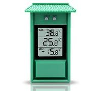 FISHTEC - Thermomètre digital extérieur cabane - LCD clair - Min/Max - Réinitialisation - °C/°F - Jardin, terrasse, véranda Vert G
