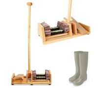 Tire Bottes - 4 Brosses - Retire Botte avec Mât d'équilibre et Brosse à Bottes - Grattoir à Chaussures - Pratique pour Bottes et Chaussures - 90 CM Marron G
