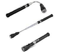 Fishtec - Torche Télescopique Avec Tête Flexible - Télescopique Jusqu’à 56cm, 2 Aimants Aux Extrémités, Orientable à 360°, Clip d’Accroche - Noir - Accroche pour Faciliter l'Utilisation - Aluminium