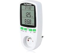 FISHTEC - Wattmètre Compteur De Consommation Électrique 16A 3680W Avec Grand Écran LCD Mesure W kWh V A Coût Énergie Mémoire Protection Surcharge Affichage Overload Suivi Dépenses Maison
