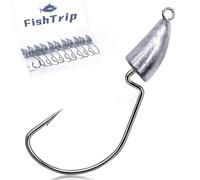 FishTrip Lot de 10 hameçons lestés à tête plombée Texas pour pêche au bar en eau salée 0,6 cm