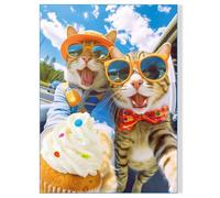 Fishwisdom Puzzle de 500 pièces pour adultes, adolescents et enfants - Idée cadeau heureuse - Chats - Selfie