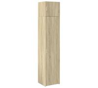 Fisinber Armoire haute étroite en chêne Sonoma 45 x 42,5 x 225 cm | Armoire multi-usages peu encombrante avec 8 compartiments et montage de porte variable pour salle de bain