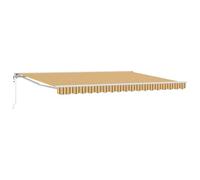Fisinber Auvent à bras articulé 4,5 x 3,5 m avec télécommande et manivelle | Store semi-cassette solide en polyester pour le jardin et la terrasse offrant une ombre flexible en appuyant sur un bouton.