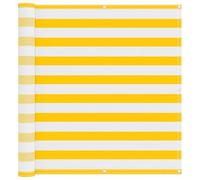 Fisinber Brise-vue pour balcon jaune et blanc - 120 x 200 cm - Brise-vue indéchirable pour balcon, jardin et terrasse - Bandes de contour de balcon en tissu Oxford avec œillets