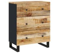 Fisinber Buffet 60 x 33 x 75 cm en bois massif de manguier | Buffet compact en véritable bois de manguier et fer au design industriel pour le salon et le couloir.