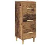 Fisinber Buffet aspect bois vieilli 34,5 x 34 x 90 cm Commode avec tiroir | Armoire d'appoint compacte au design vintage pour chambre et couloir. Offre un espace de rangement polyvalent dans un petit