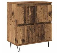 Fisinber Buffet aspect bois vieilli avec 4 portes 60 x 35 x 70 cm | Buffet compact aspect bois vieilli pour salon, couloir et salle à manger avec 4 portes pour un rangement bien rangé.