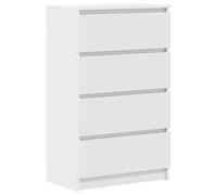 Fisinber Buffet blanc 60 x 35 x 98,5 cm Commode en bois | Quatre tiroirs spacieux créent de l'ordre dans la chambre, le couloir ou le salon. Surface blanche facile d'entretien.