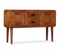 Fisinber Buffet en bois massif d'acacia - Couleur miel - 120 x 30 x 75 cm | Armoire d'appoint élégante en véritable bois d'acacia pour couloir et salon avec 2 compartiments et 2 tiroirs.