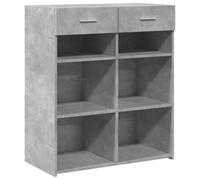 Fisinber Buffet gris béton 80 x 42,5 x 93 cm Commode en bois | Armoire d'appoint pratique avec 2 tiroirs pour chambre à coucher et salon. Offre un espace de rangement élégant effet béton.