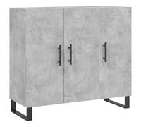 Fisinber Buffet gris béton 90 x 34 x 80 cm Commode en bois et métal | Buffet moderne pour le salon et le couloir : beaucoup d'espace de rangement derrière les portes, pieds en métal solides et