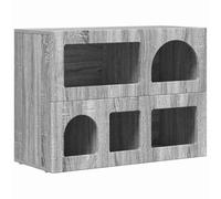 Fisinber Buffet gris Sonoma commode en bois 80,5 x 35 x 59 cm | Buffet polyvalent au design contemporain pour salon, salle à manger ou couloir avec compartiments spacieux.