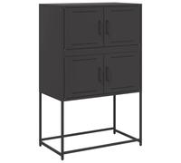 Fisinber Buffet industriel en acier noir 68,5 x 38,5 x 107 cm | Armoire d'appoint robuste en métal avec 4 compartiments derrière les portes. Idéal pour garder l'ordre dans le salon et la