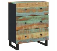 Fisinber Buffet industriel en bois massif vieilli 60 x 33 x 75 cm | Armoire d'appoint compacte en bois recy t fer. Buffet stable pour le salon et la chambre à coucher.