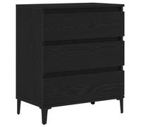 Fisinber Buffet noir aspect chêne 60 x 35 x 70 cm | Buffet compact au design du milieu du siècle avec tiroir et surfaces mates pour le salon ou le couloir.