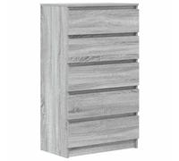 Fisinber Commode gris sonoma 60 x 36 x 103 cm avec 5 tiroirs en bois | Armoire de rangement élégante avec 5 tiroirs pour chambre à coucher et salon. Dessus solide et matériau en bois facile