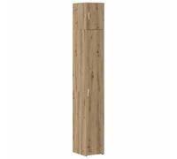 Fisinber Lot de 2 armoires de rangement en chêne Artisan - 30 x 42,5 x 225 | Armoire étroite multi-usages avec 2 portes et 6 étagères pour le salon ou le couloir. Avec fixation murale stable.