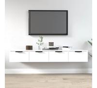 Fisinber Lot de 2 armoires murales blanches - 68 x 30 x 20 cm - En bois avec tiroir - Étagère murale intemporelle pour salle de bain et cuisine - Design moderne - Robuste et peu encombrant - Pour