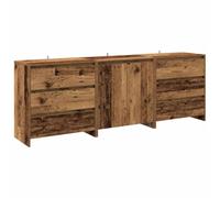 Fisinber Lot de 3 buffets 70 x 41 x 75 cm aspect bois vieilli | Commode pratique composée de 1 armoire avec portes et 2 tiroirs pour le salon, le couloir et la chambre à coucher.