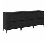 Fisinber Lot de 3 buffets aspect chêne noir 60 x 35 x 70 cm | Armoire d'appoint compacte pour salon et couloir. Offre beaucoup d'espace de rangement derrière les portes pivotantes pour