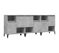 Fisinber Lot de 3 buffets en bois gris béton - 60 x 35 x 70 cm | 3 armoires d'appoint modernes aspect béton avec 4 compartiments chacune pour le salon, le couloir ou la chambre à coucher.