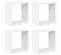 Fisinber Lot de 4 étagères murales cubiques blanches 26 x 15 x 26 cm | Quatre étagères flottantes carrées en bois pour la décoration dans le salon, la chambre ou le couloir.