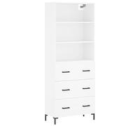 Fisinber Meuble haut blanc 69,5 x 34 x 180 cm en bois 2 pièces | Élégant ensemble de meubles 2 pièces avec buffet et support. Beaucoup d'espace de rangement pour le salon