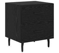 Fisinber Table de chevet aspect chêne noir avec 2 tiroirs 40 x 35 x 47,5 cm | Table de chevet compacte pour la chambre à coucher avec pieds en métal robustes et beaucoup d'espace pour vos ustensiles.
