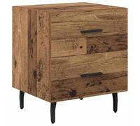 Fisinber Table de chevet avec 2 tiroirs - 40 x 35 x 47,5 cm - En bois | Table de chevet compacte pour chambre à coucher avec pieds en acier mat et capacité de charge de 60 kg au design Mid-Century.