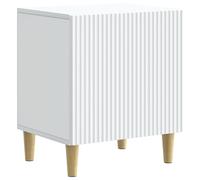 Fisinber Table de chevet blanche 43 x 34,5 x 50 cm en bois | Table de chevet moderne pour chambre à coucher avec compartiment, étagère et porte pour un rangement ordonné à côté du lit.