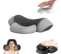 Fisiorest 3 in 1 Neck Massager, Callixethera Pillow Massage Neck Hump, Portable Memory Foam Pillows, With Heat, With Traction for Sleep Aid (Grey)