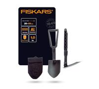 Fiskars Pelle pliable pour camping et alpinisme, 2 en 1 : pelle ou pioche, Housse en tissu incluse, Longueur : 59 cm, Acier au bore trempé, Noir, 1000621