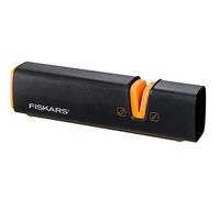 Fiskars Aiguiseur pour couteaux à lame lisse en acier, Pierre à aiguiser en céramique, Edge, Roll-Sharp, Noir/Orange, 1003098