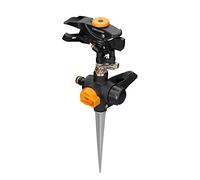 Fiskars Arroseur Canon sur Pic avec Valve On/Off, Taille universelle, Ø 26 m de portée, Noir/Orange, 1027029