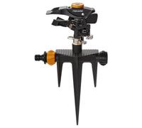 Fiskars Arroseur à impulsions, Avec réglage de la Portée, contrôle du Schéma de Pulvérisation et contrôle de la Rotation, Taille universelle, Ø 26 m de portée, 466 g, Noir/Orange, 1023658
