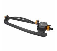 Fiskars Arroseur Oscillant M, Réglage facile de la portée, Economiseur d'Eau, Pied plastique robuste, Taille universelle, Portée 16 x 17 m, 298 g, Noir/Orange, 1023659