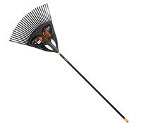 Fiskars Balai à feuilles, 27 dents, Largeur: 65 cm, Dents en plastique/Manche en aluminium, Noir/Orange, XL, Solid, 1015645