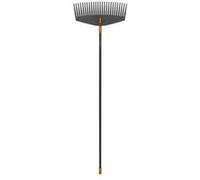 Fiskars - Balai à feuilles, 25 dents, Largeur: 52 cm, Dents en plastique/Manche en aluminium, Noir/Orange, Taille: l, Solid, 1003465