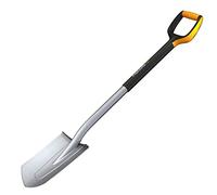 Fiskars Bêche à bord pointu pour sol dur et Caillouteux, Longueur: 108 cm, Lame en Acier de qualité/Poignée en Plastique renforcé de fibre de Verre, Noir/Orange, Xact, Taille: M, 1003684
