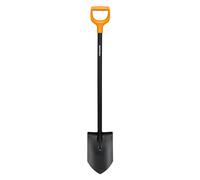 Fiskars Bêche à bord rond pour sols meubles et peu caillouteux, Longueur : 116,6 cm, Lame en acier/Poignée en plastique de haute qualité, Noir/Orange, Solid, 1066716