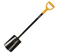 Fiskars Bêche à bord rond pour sols meubles et peu caillouteux, Longueur : 117 cm, Lame en acier de qualité/Plastique, Noir/Orange, Solid, 1003456
