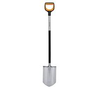 Fiskars Bêche de jardin Xact – Pointue 120 cm pour sols durs, Lame en acier au bore, Noir/Orange