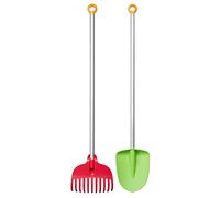 Fiskars Bêche et Râteau à Feuilles pour Enfants , Set 2-en-1, longueur : 88 cm,têtes en plastique renforcé de fibres de verre/manches en aluminium, vert/orange et rouge/orange,MyFirst Fiskars, 1063038